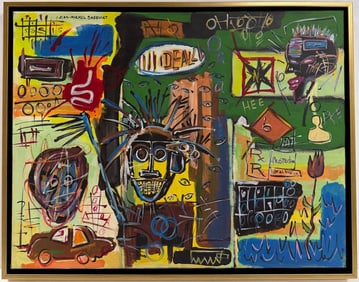 Jean Michel Basquiat Abstract In The Style of. Andy Warhol and Haring Era. Mixed Media/Canvas.