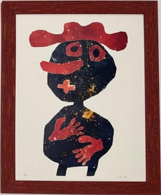 Jean Dubuffet French 1901 - 1985 Lithograph in colors in the style of Picasso, Magritte, Dali Era.