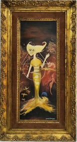 Leonora Carrington British-Mexican Oil/Canvas Painting in the style of. Magritte, Dali, Surrealism.