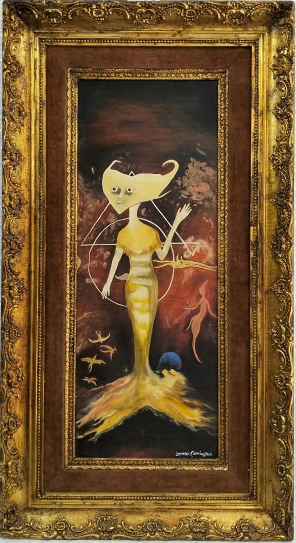 Leonora Carrington British-Mexican Oil/Canvas Painting in the style of. Magritte, Dali, Surrealism. (1 of 6)