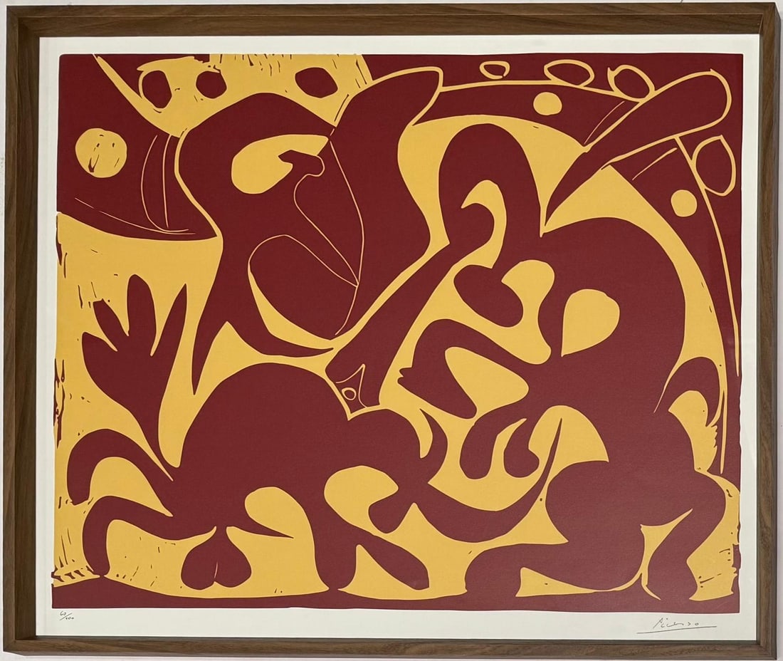 Pablo Picasso Spanish 1881-1973 Color Linocut in paper. in the style of. Dali, Magritte, Modern Era (1 of 5)