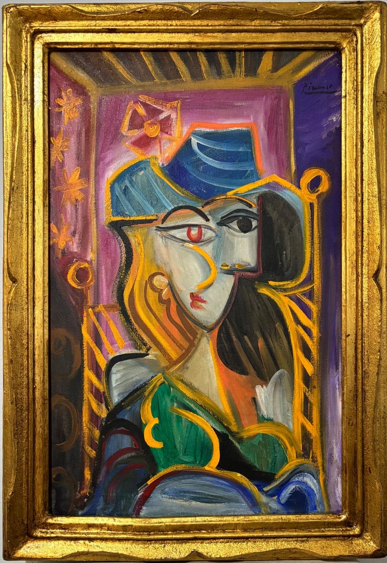 Pablo Picasso Spanish 1881-1973 Oil On Canvas Painting in the style of. Dali, Magritte, Chagall Era (1 of 6)