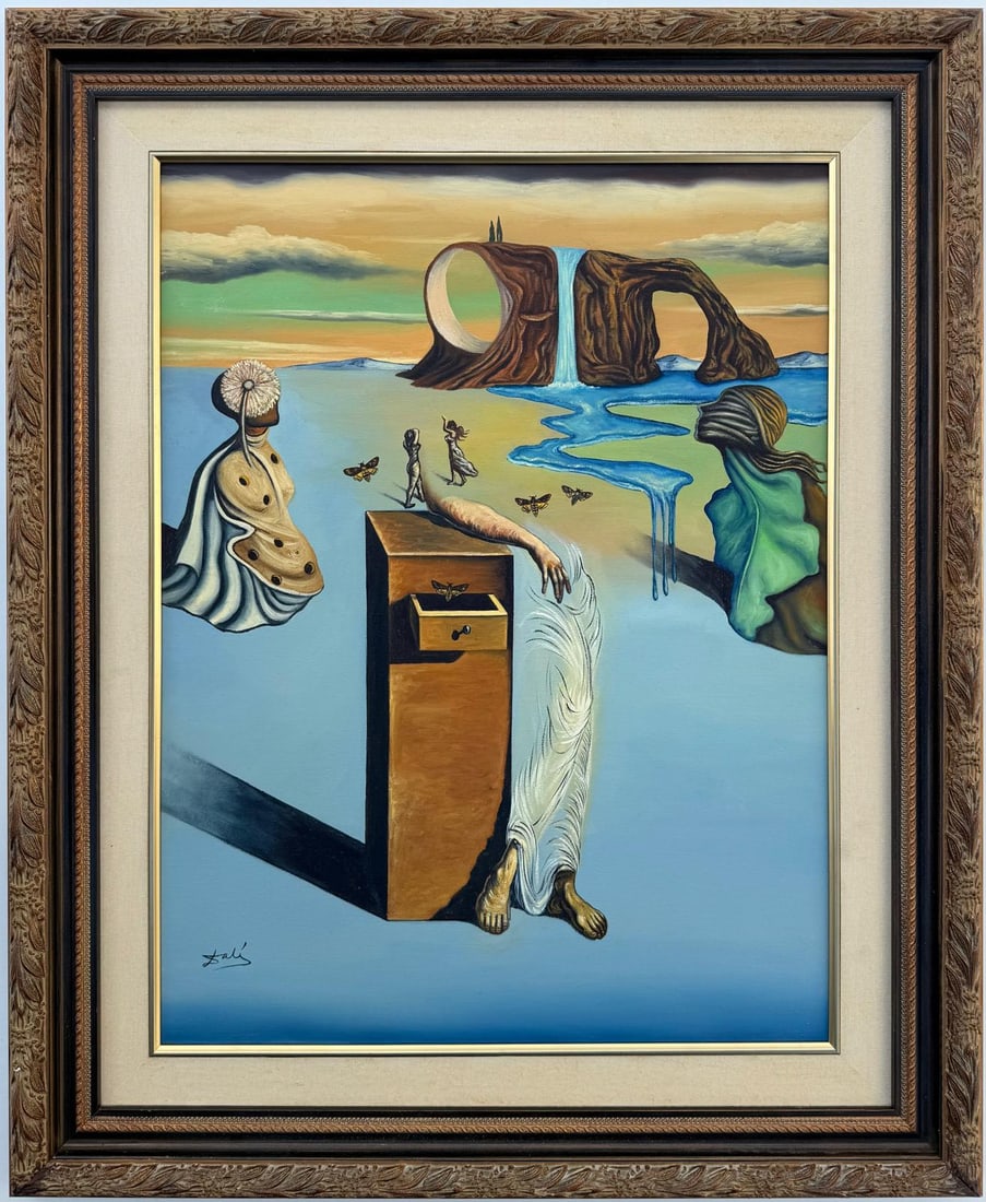 Salvador Dali Spanish 1904 - 1989 Oil on Canvas Painting in the style of. Magritte, Picasso Era (1 of 6)