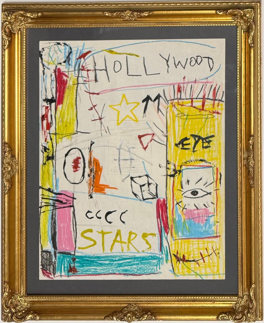 Jean Michel Basquiat Abstract In The Style of. Andy Warhol and Haring Era. Mixed Media/Paper. (1 of 6)