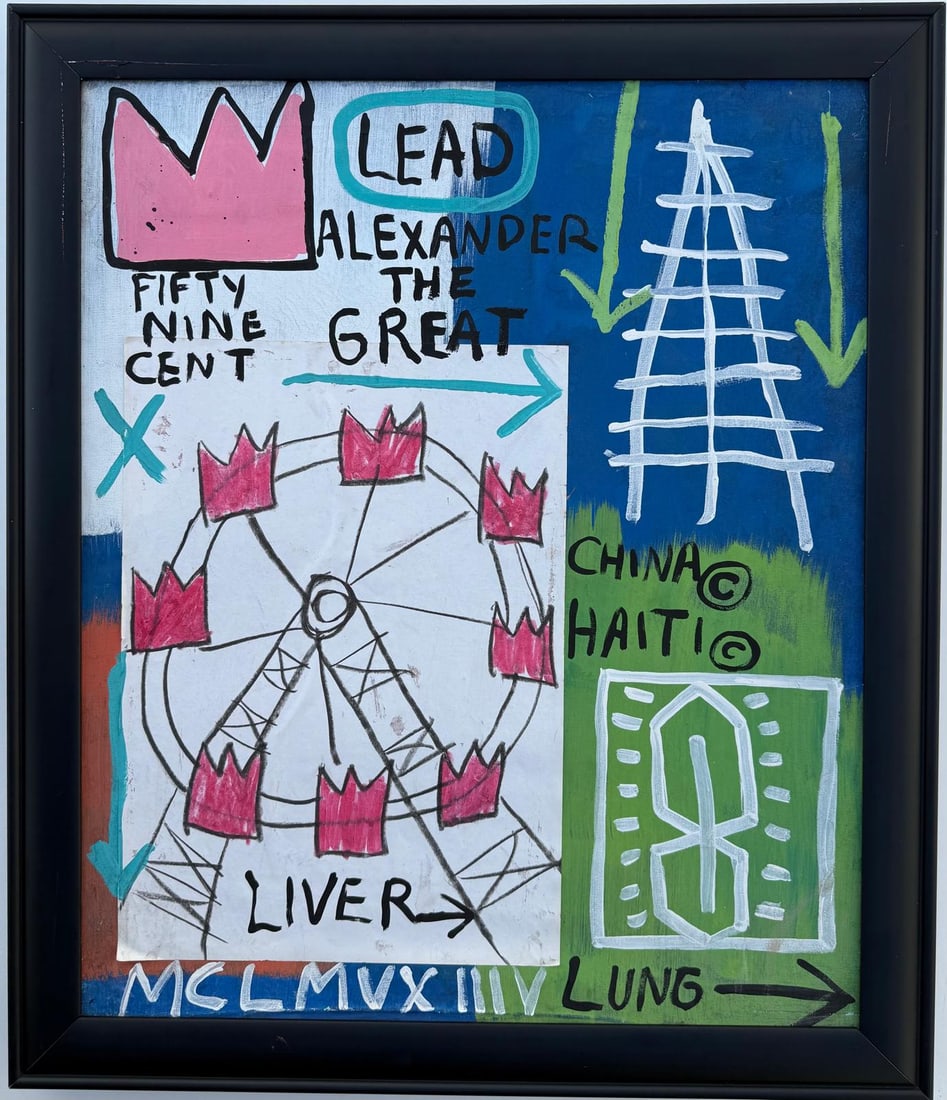 Jean Michel Basquiat Abstract In The Style of. Andy Warhol and Haring Era. Mixed Media/Canvas. (1 of 8)