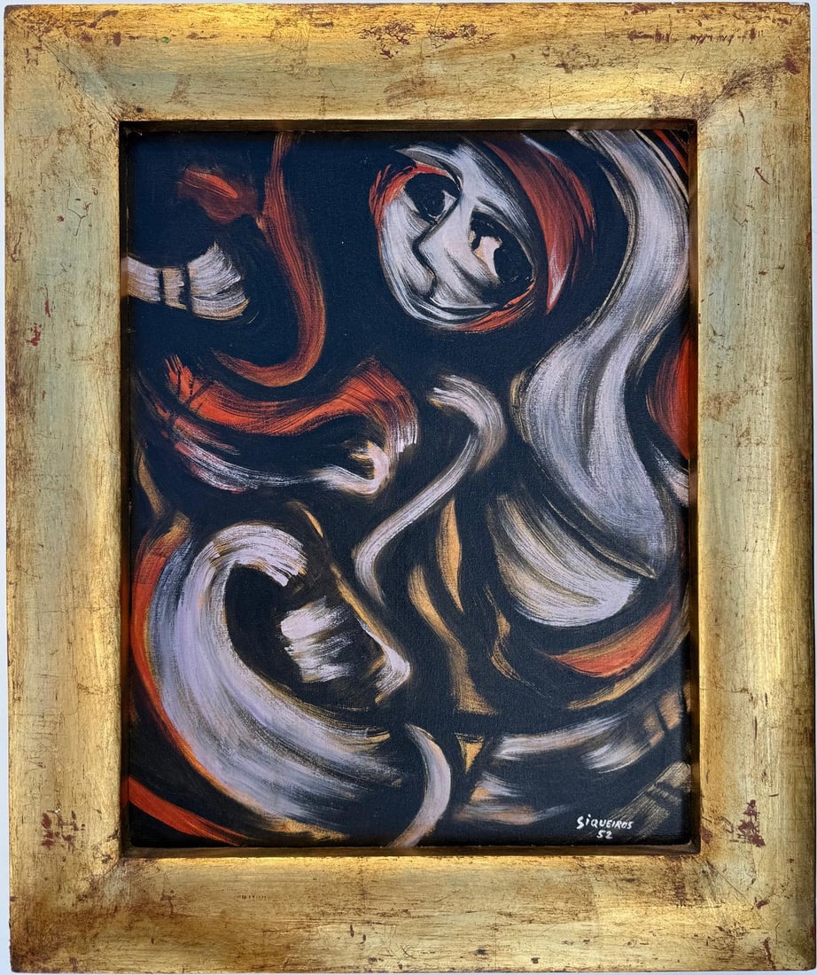 David Alfaro Siqueiros Mexican Oil on Canvas Painting in the style of. Rivera, Orozco Era (1 of 7)