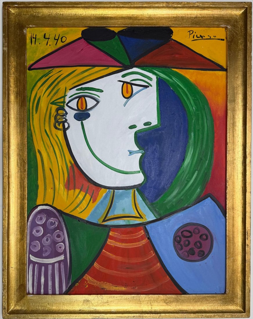 Pablo Picasso Spanish 1881-1973 Oil on Canvas In The Style Of. Dali, Magritte, & Picasso Era (1 of 6)