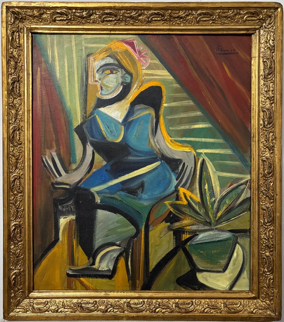 Pablo Picasso Spanish 1881-1973 Oil on Canvas In The Style Of. Dali, Magritte, & Picasso Era (1 of 6)