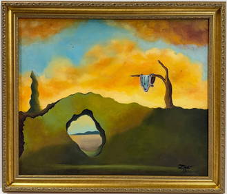 Salvador Dali Spanish 1904 - 1989 Oil on Canvas Painting in the style of. Magritte & Dali Surrealism (1 of 10)