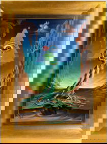 Salvador Dali Spanish 1904 - 1989 Oil on Canvas Painting in the style of. Magritte & Dali Surrealism (1 of 7)