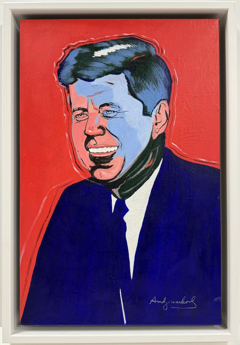 Andy Warhol American 1928-1987 Acrylic/Canvas in the style of. Haring & Warhol Pop Art Era: Title: Untitled Date: Undated Medium: Acrylic on canvas Size: 24 x 15 inches Collection: Private Condition: Good This striking acrylic painting presents a bold, high-contrast portrait of a male figure