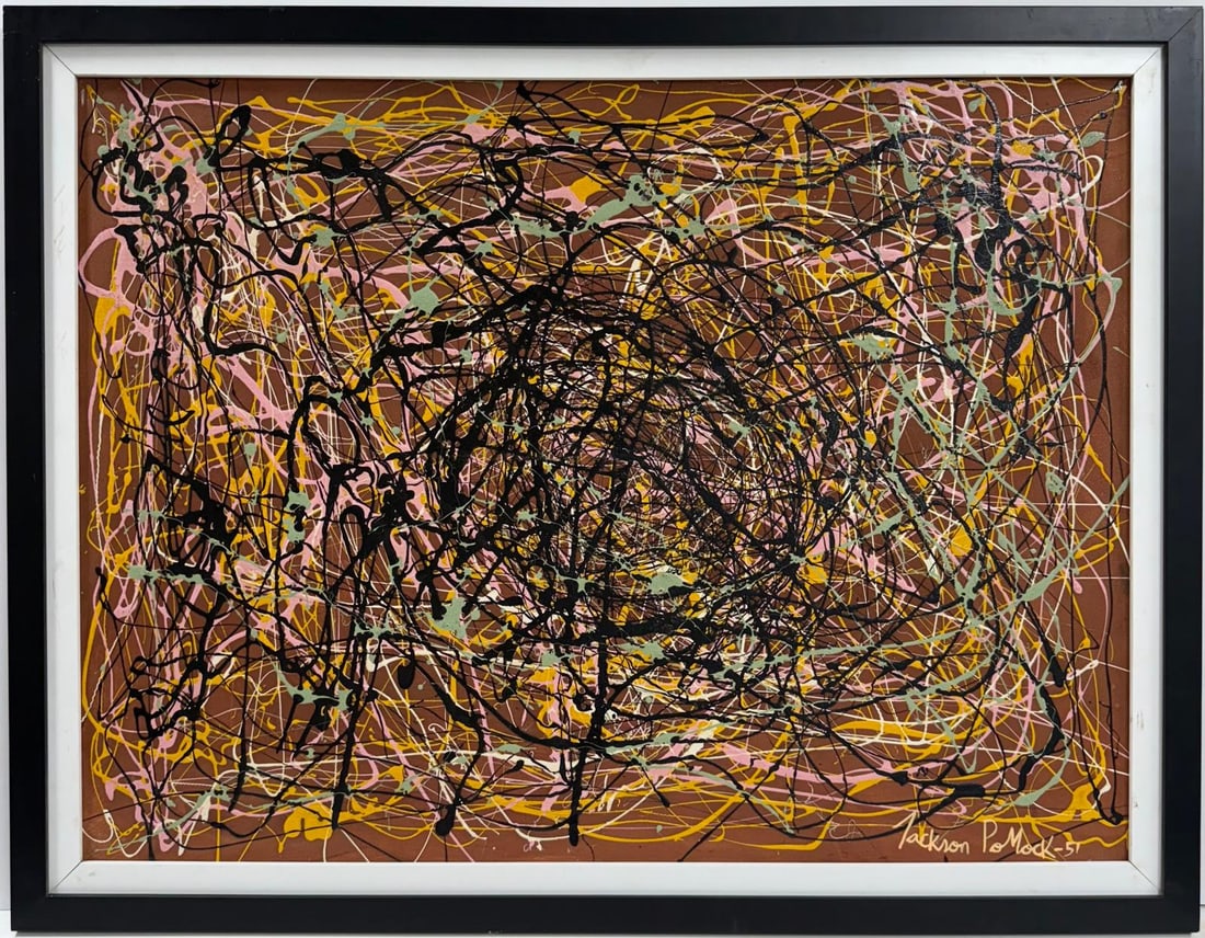 Jackson Pollock American Oil on canvas Painting In The Style of. Rothko, Kline, de Kooning Era (1 of 8)