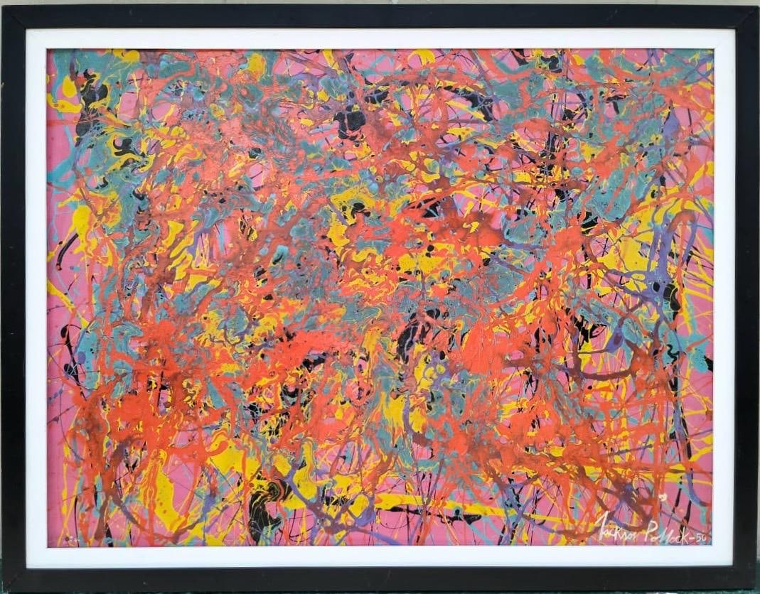 Jackson Pollock American Oil on canvas Painting In The Style of. Rothko, Kline, de Kooning Era (1 of 11)