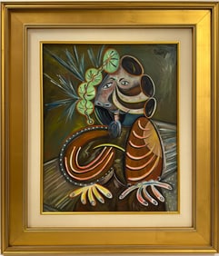 Pablo Picasso Spanish Oil on Canvas In The Style Of. Dali, Magritte, Chagall & Picasso Era