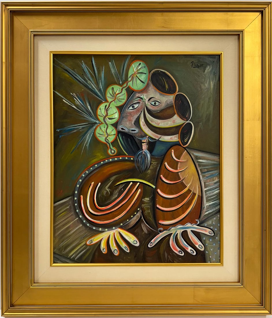Pablo Picasso Spanish Oil on Canvas In The Style Of. Dali, Magritte, Chagall & Picasso Era