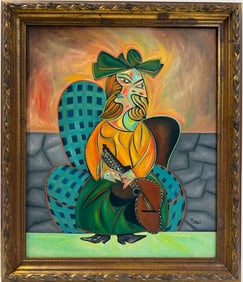 Pablo Picasso Spanish Oil on Canvas In The Style Of. Dali, Magritte, Chagall & Picasso Era