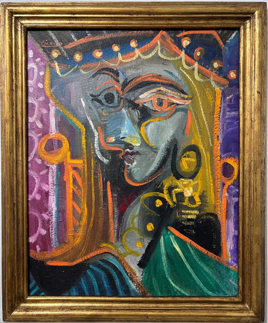 Pablo Picasso Spanish Oil on Canvas In The Style Of. Dali, Magritte, Chagall & Picasso Era (1 of 7)