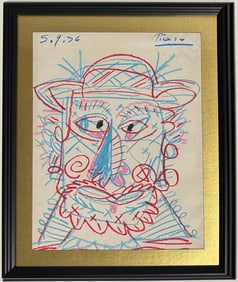 Pablo Picasso Spanish Crayon on paper In The Style Of. Dali, Magritte, Chagall & Picasso Era