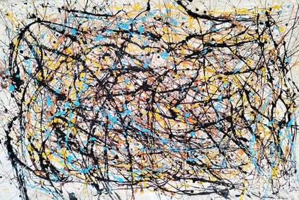 Jackson Pollock American Oil on canvas Painting In The Style of. Rothko, Kline, & Pollock Era