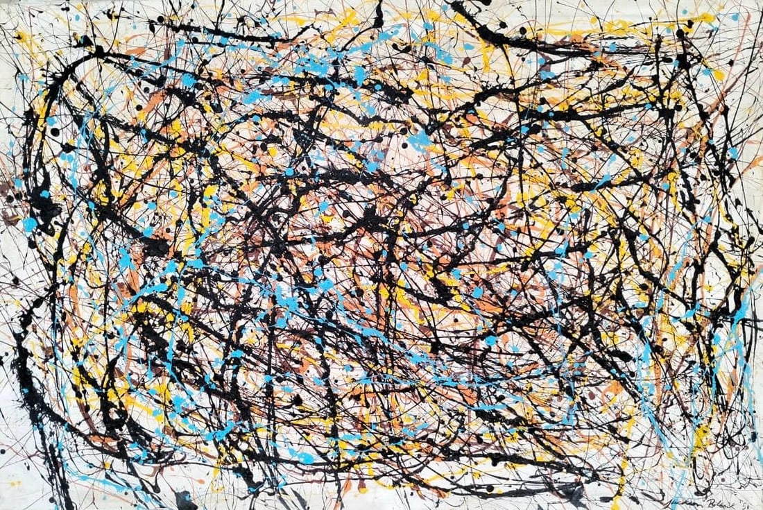 Jackson Pollock American Oil on canvas Painting In The Style of. Rothko, Kline, & Pollock Era (1 of 7)