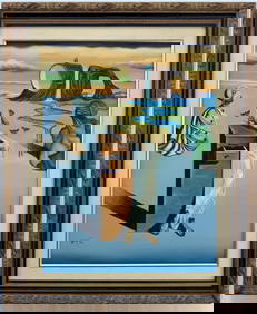 Salvador Dali Spanish 1904 - 1989 Oil on Canvas Painting in the style of. Magritte & Dali Surrealism (1 of 5)