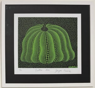 Yayoi Kusama (B.1929), In the Style of. Andy Warhol & Haring Pop Art Era. Color Silkscreen