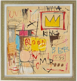 Jean Michel Basquiat Abstract In The Style of. Warhol, Haring & Basquiat Era.Mixed Media/Paper