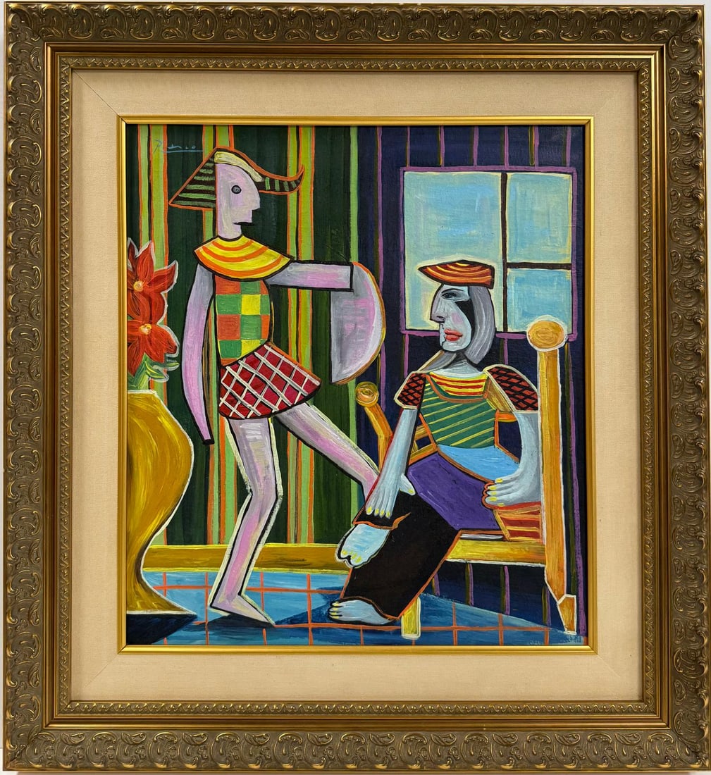 Pablo Picasso Spanish Oil on Canvas In The Style Of. Dali, Magritte, Chagall & Picasso Era