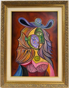Pablo Picasso Spanish Oil on Canvas In The Style Of. Dali, Magritte, Chagall & Picasso Era