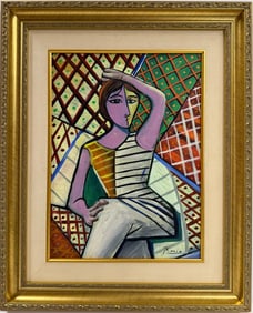 Pablo Picasso Spanish Oil on Canvas In The Style Of. Dali, Magritte, Chagall & Picasso Era