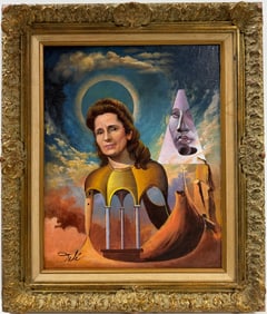 Salvador Dali Spanish 1904 - 1989 Oil on Canvas Painting in the style of. Magritte & Dali Surrealism