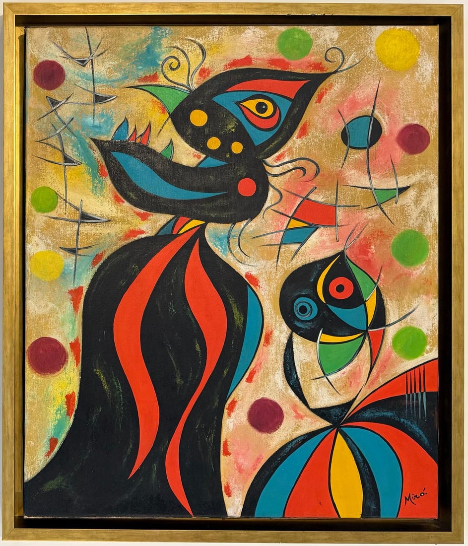Joan Miro Spanish 1893 - 1983 Oil on Canvas in the style of. Dali, Magritte, & Miro Surrealism Era. (1 of 7)