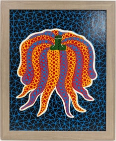 Yayoi Kusama (B.1929), In the Style of. Andy Warhol and Haring Pop Art Era. Oil on canvas