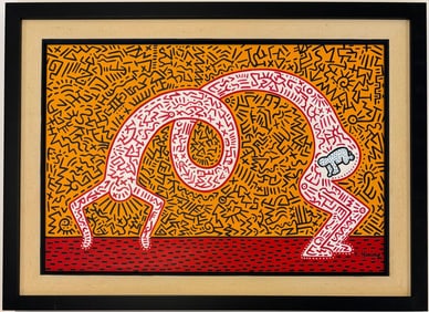 Keith Haring American 1958 - 1990 Silkscreen In The Style of. Warhol & Haring Pop Art Period.