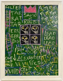Jean Michel Basquiat Abstract In The Style of. Warhol, Haring & Basquiat Era. Mixed Media/Canvas.