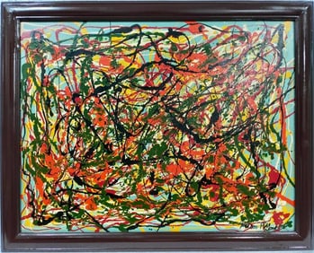 Jackson Pollock American Oil on canvas Painting In The Style of. Rothko, Kline, & Pollock Era
