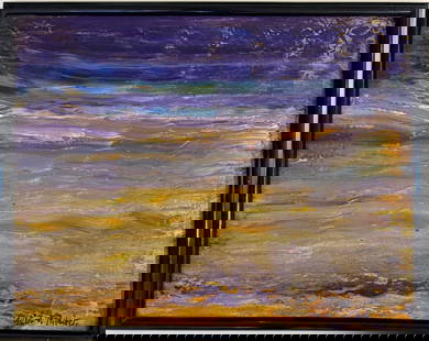 Gerhard Richter German B:1932 Oil on Canvas painting In the Style of Warhol, Haring Era: Title: Abstraktes Bold Date: 1994 Medium: Oil on canvas Dimensions: 19 x 25 inches Collection: Private Condition: Good This abstract painting features a mesmerizing interplay of horizontal brushstroke