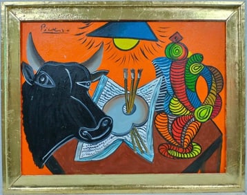 Pablo Picasso Spanish Oil on Canvas In The Style Of. Dali, Magritte, Chagall & Picasso Era