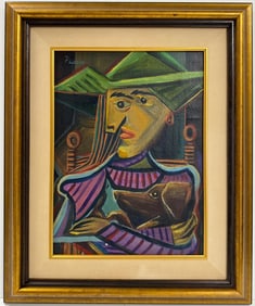 Pablo Picasso Spanish Oil on Canvas In The Style Of. Dali, Magritte, Chagall & Picasso Era