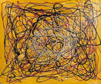 Jackson Pollock American Oil on canvas Painting In The Style of. Rothko, Kline, & Pollock Era