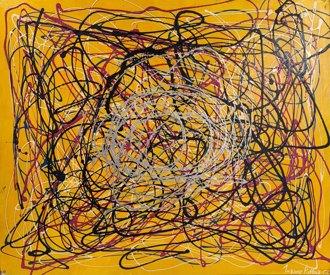 Jackson Pollock American Oil on canvas Painting In The Style of. Rothko, Kline, & Pollock Era (1 of 7)