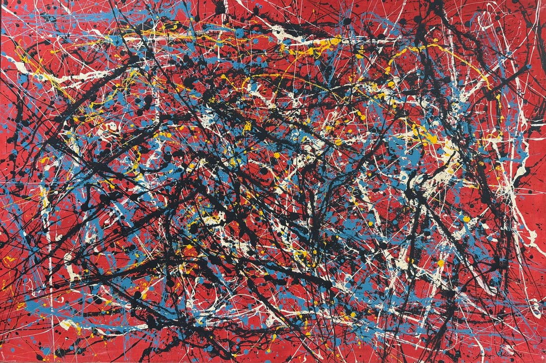 Jackson Pollock American Oil on canvas Painting In The Style of. Rothko, Kline, & Pollock Era (1 of 11)