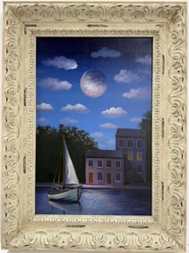 Rene Magritte Belgian 1898 - 1967 Untitled Oil on Canvas Painting in The Style of. Dali, Picasso Era