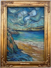 Vincent Van Gogh Dutch 1853-1890 Oil on Canvas painting in the style of . Gaugin. Monet , Van Gogh
