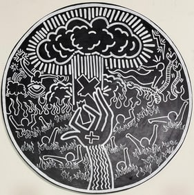 Keith Haring American 1958 - 1990 Acrylic on Canvas In The Style of. Warhol & Haring Pop Art Period.