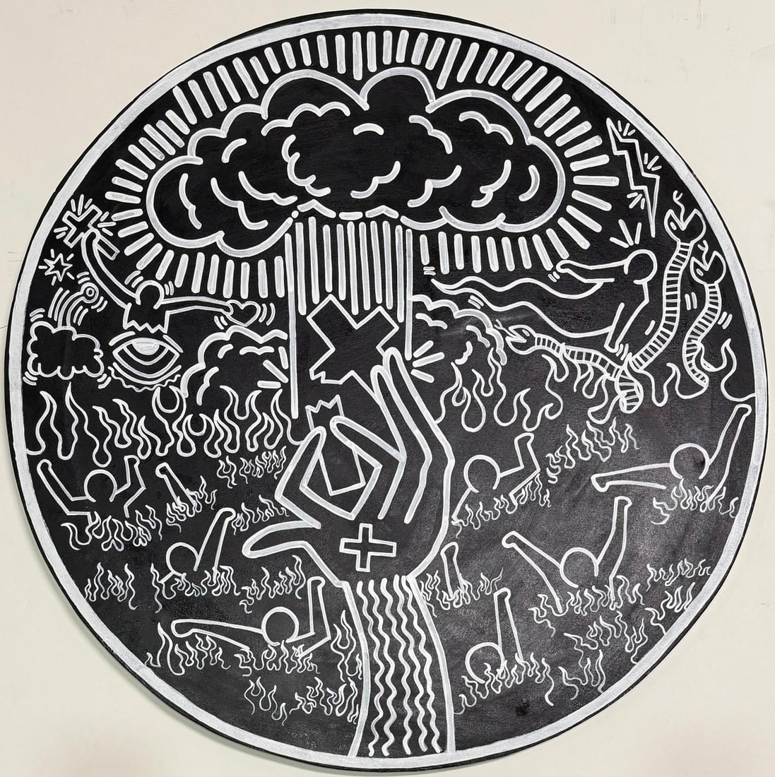 Keith Haring American 1958 - 1990 Acrylic on Canvas In The Style of. Warhol & Haring Pop Art Period. (1 of 8)