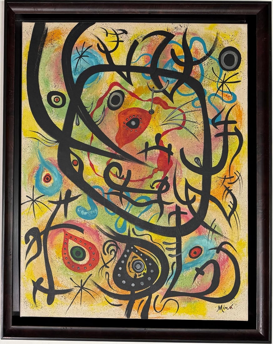 Joan Miro Spanish 1893 - 1983 Oil on Canvas in the style of. Dali, Magritte, & Miro Surrealism Era. (1 of 7)