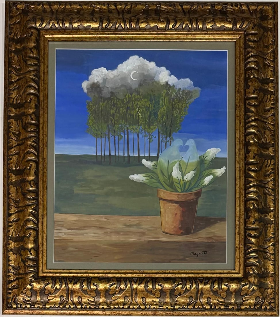 Rene Magritte Belgian 1898 - 1967 Gouache on Paper in The Style of. Art Deco-Surrealist Era. (1 of 6)