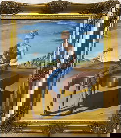 Salvador Dali Spanish 1904 - 1989 Oil on Canvas Painting in the style of. Magritte & Dali Surrealism (1 of 5)