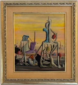 Yves Tanguy French 1900-1955 Oil on canvas painting in the style of. Surrealism Period.
